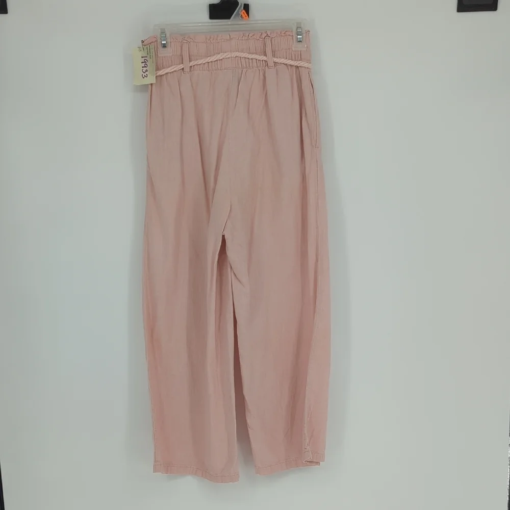 19933 H&M Wide Leg Linen Pant Pink size 4 coastalcore summer resortwear casual